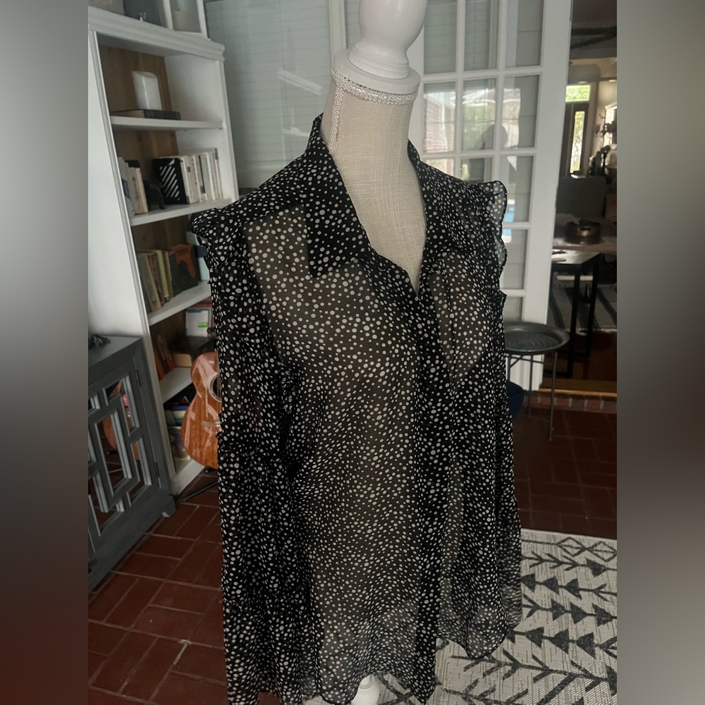 MISA Los Angeles Sheer Black Buttondown